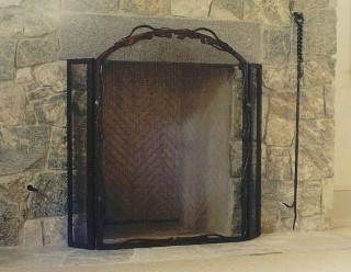 Three-Panel Vines Free-Standing Fire Screen